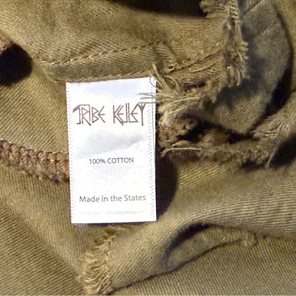 Tribe Kelley Olive Cotton Raw Edge Shirt Dress NWOT - Picture 6 of 7